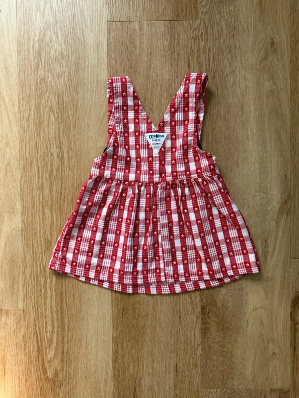 Vintage Baby Oshkosh Americana Plaid Red White Vestbak Skirt Overalls 12 Months